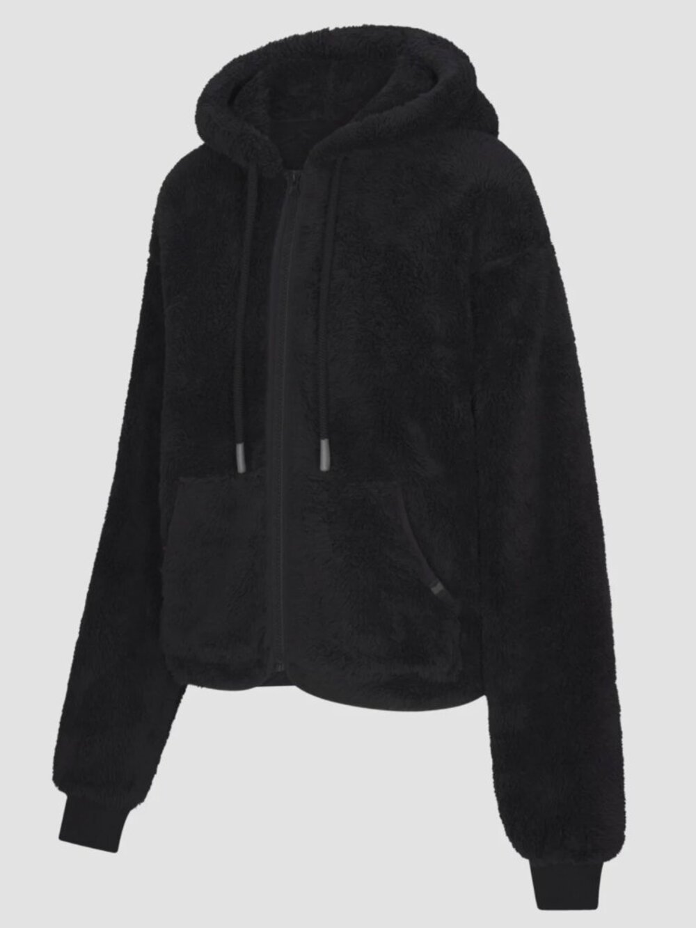 Savage X Fenty Undercover Softie Plush Teddy Zip Hoodie XL Black NWOT